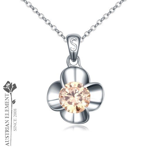 GRADE AAA HANDMADE ZIRCON NECKLACE FLOWERS MADE LOVE CHAMPAGNE