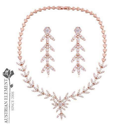 GRADE AAA ZIRCON NECKLACE JEWELRY SET LOVE SENSATION ROSE GOLD